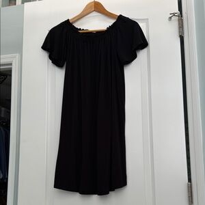 New York & Company Black Ruched Off-Shoulder Babydoll Dress